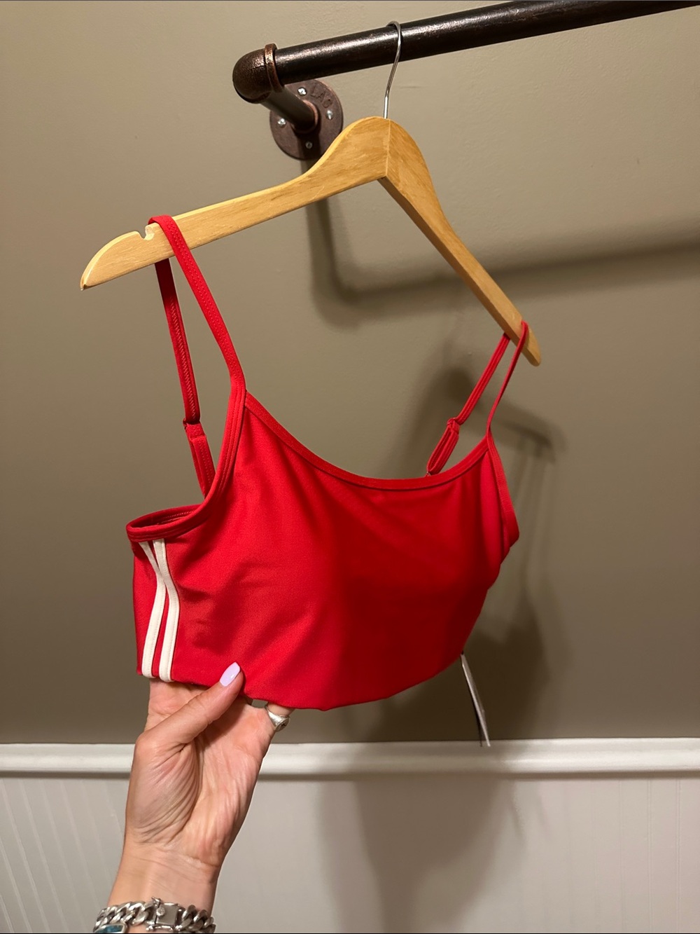 The Upside Red Crop Bralette with White Side Stripes